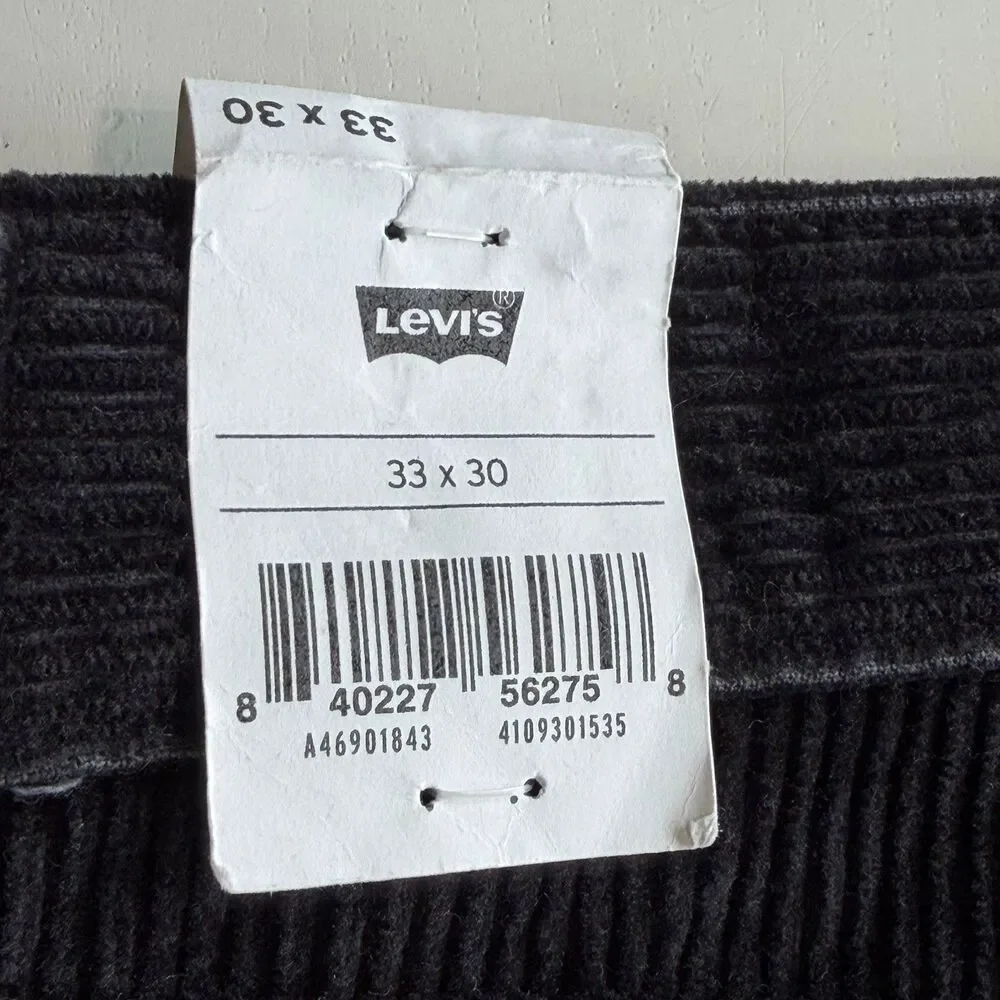 Levi’s Black Corduroy Relaxed Straight Leg Pants Mens Size 33x30 NWT New